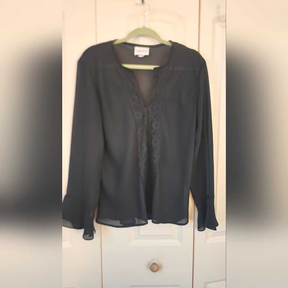 Fashion Bug Black Lace Accent Blouse